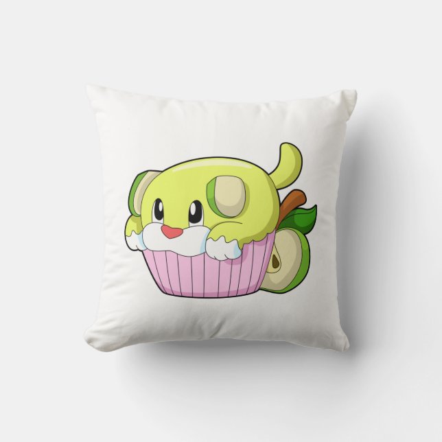 Dog with Cake Throw Pillow (Front)