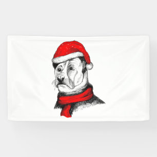 Dog with Christmas cap Banner