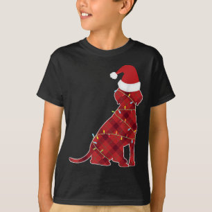 Dog with Christmas Lights For Men Xmas Dog Plaid P T-Shirt