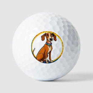 Dog with Colourful Collar Inside Decorative circle Golf Balls