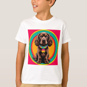Dog with Colourful Collar Inside Decorative circle T-Shirt