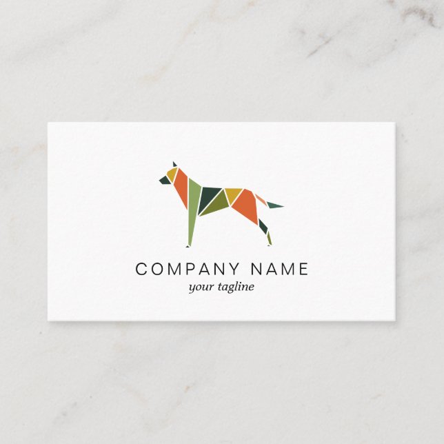 Dog with Colourful Triangles Business Card (Front)