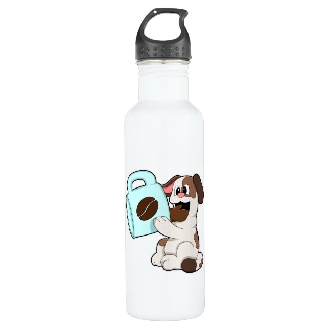 Dog with Cup of Coffee 710 Ml Water Bottle (Front)