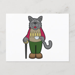 Dog with Cup of Coffee Postcard