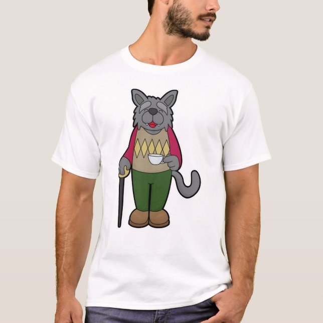 Dog with Cup of Coffee T-Shirt (Front)