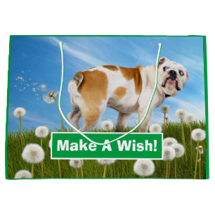 Dog With Dandelion Large Gift Bag