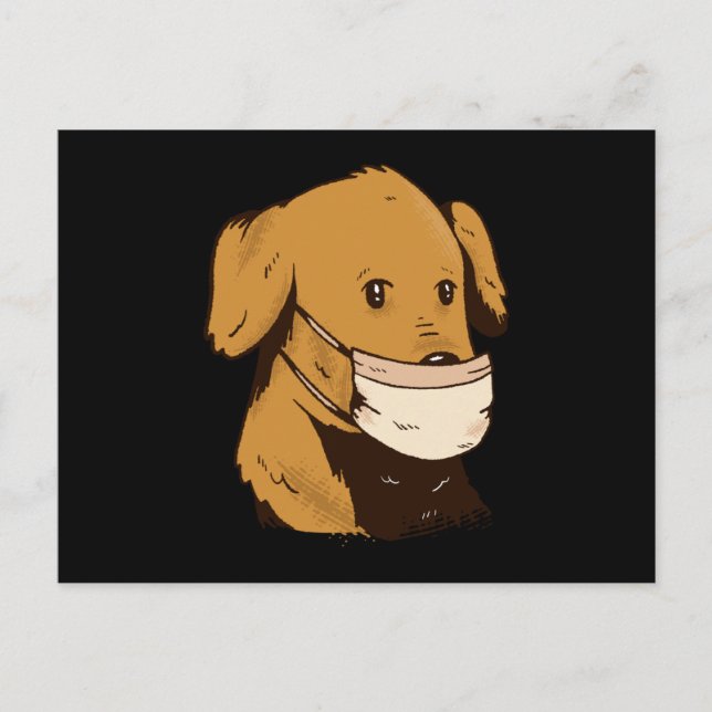Dog With Face Mask Postcard (Front)