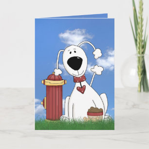dog with fire hydrant birthday humour card