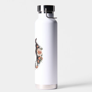 Dog with Flower Water Bottle