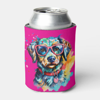 Dog with Glasses Can Cooler