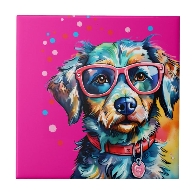 Dog with Glasses Tile (Front)