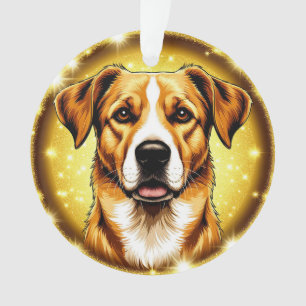 Dog with Golden Background Ornament