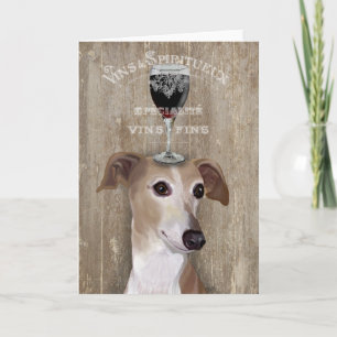 Dog With Greyhound Wine Card