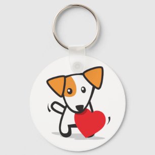 dog with heart keychain