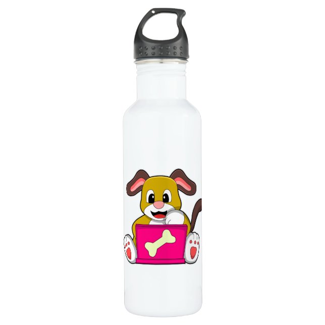 Dog with Laptop 710 Ml Water Bottle (Front)
