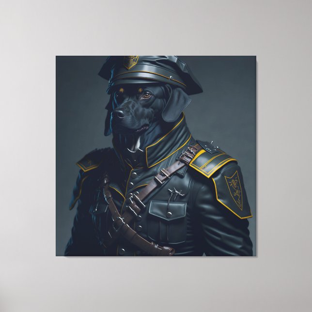 DOG WITH MILITARY UNIFORM CANVAS PRINT (Front)