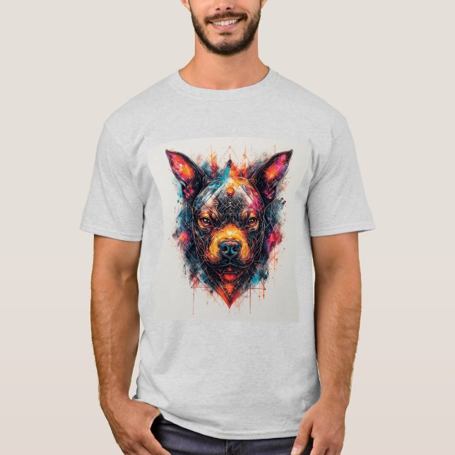 Dog with Modern Abstract Design T-Shirt (Front)