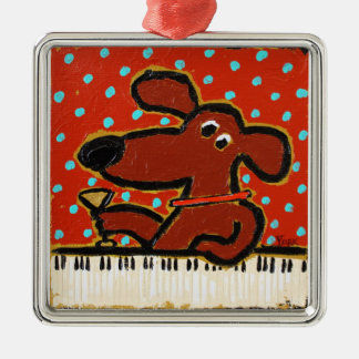 dog with piano and martini ornament
