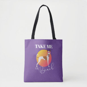 Dog with Pink Sunglasses Take Me To The Beach Tote Bag