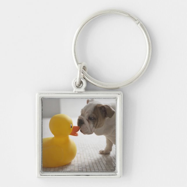 Dog with plastic duck keychain (Front)