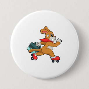 Dog with Roller skates 3 Inch Round Button