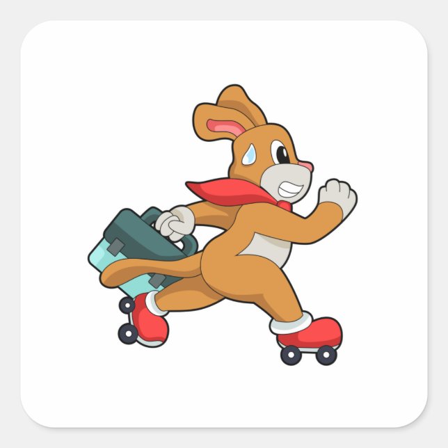 Dog with Roller skates Square Sticker (Front)