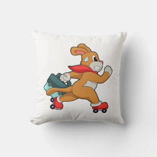 Dog with Roller skates Throw Pillow