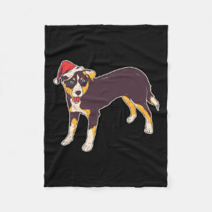 Dog With Santa Hat - Funny Christmas Fleece Blanket
