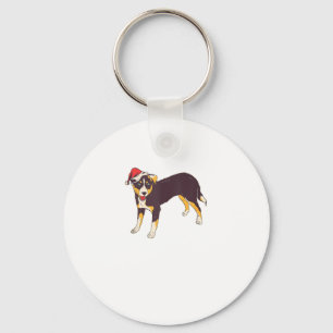 Dog With Santa Hat - Funny Christmas Keychain