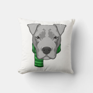 Dog with Scarf Throw Pillow