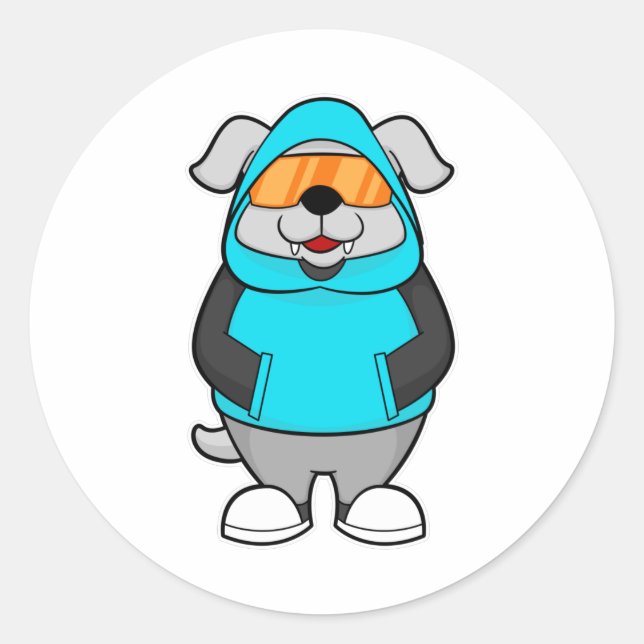Dog with Sunglasses Classic Round Sticker (Front)