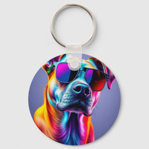 Dog with sunglasses keychain