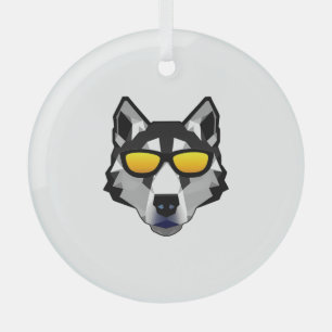 Dog with Sunglasses - Siberian Husky Glass Ornament
