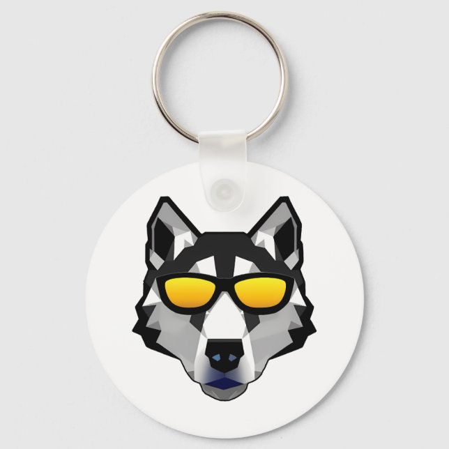 Dog with Sunglasses - Siberian Husky Keychain (Front)