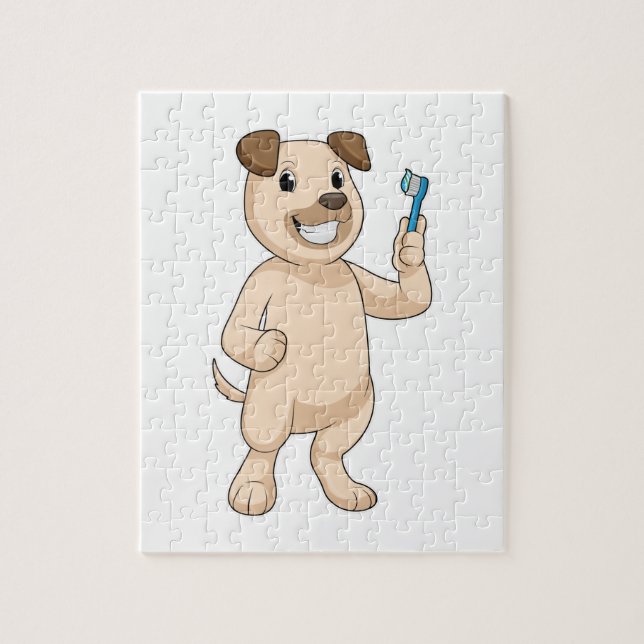 Dog with Toothbrush Jigsaw Puzzle (Vertical)