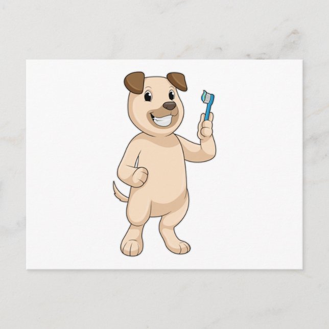 Dog with Toothbrush Postcard (Front)