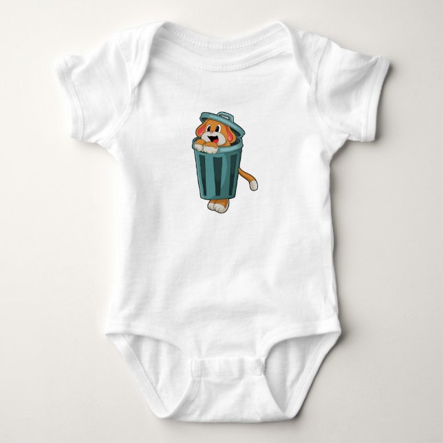 Dog with Trashcan Baby Bodysuit (Front)