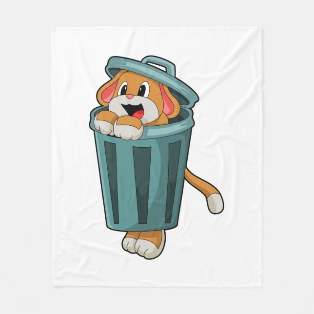Dog with Trashcan Fleece Blanket (Front)
