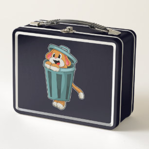 Dog with Trashcan Metal Lunch Box