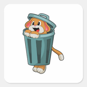 Dog with Trashcan Square Sticker