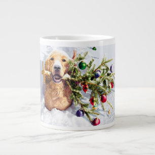 Dog With Tree In Snow Large Coffee Mug