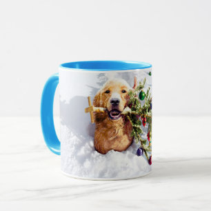 Dog With Tree In Snow Mug
