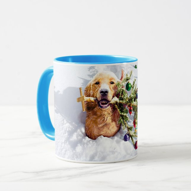 Dog With Tree In Snow Mug (Front Left)