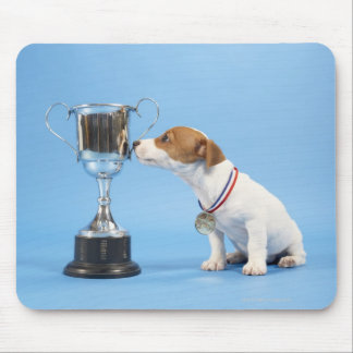 Dog with trophy mouse pad