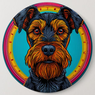 Dog with Vibrant Circular Background Design 6 Inch Round Button