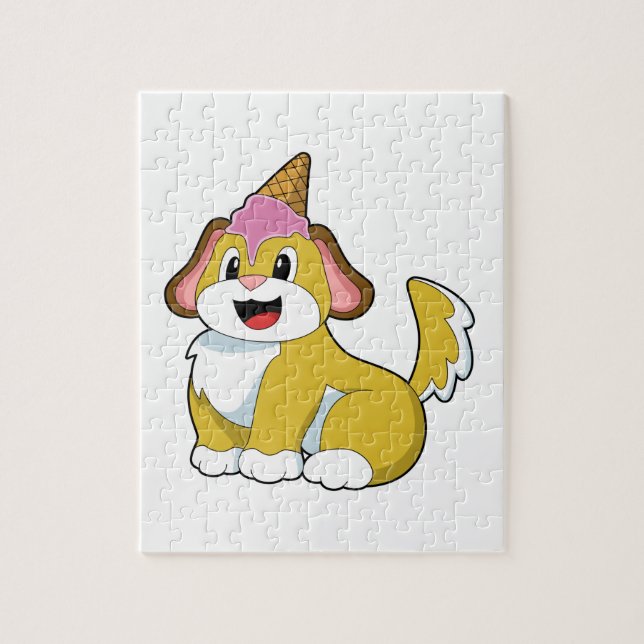 Dog with Waffle ice cream Jigsaw Puzzle (Vertical)