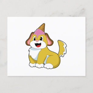 Dog with Waffle ice cream Postcard
