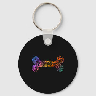 Dog Word Cloud (bone colourful) Keychain