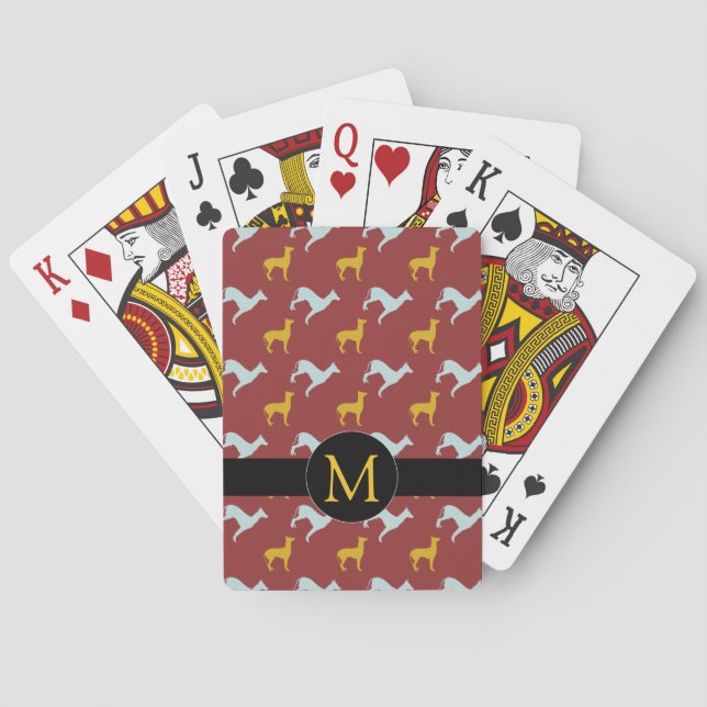 Dog Year 2018 Zodiac Birthday Monogram Playing C Playing Cards (Back)