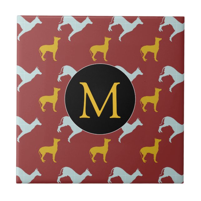 Dog Year 2018 Zodiac Birthday Monogram Tile (Front)